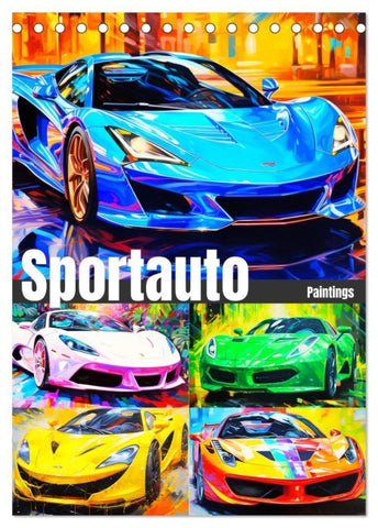 Sportauto Paintings (Tischkalender 2027 DIN A5 hoch), CALVENDO Monatskalender