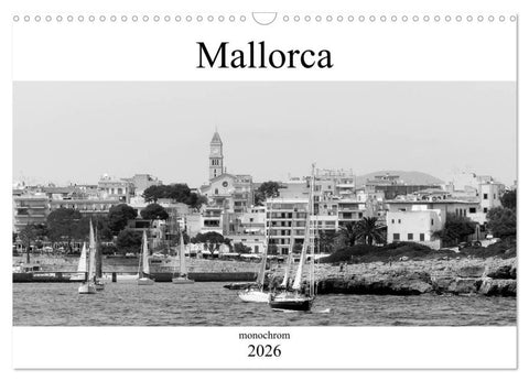 Mallorca monochrom (Wandkalender 2026 DIN A3 quer), CALVENDO Monatskalender