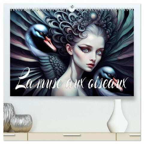 La muse aux oiseaux  (Calendrier mural 2026 DIN A2 vertical) calendrier de bureau