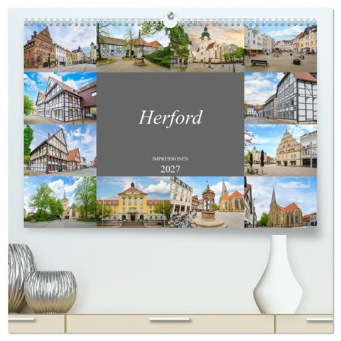Herford Impressionen (hochwertiger Premium Wandkalender 2027 DIN A2 quer), Kunstdruck in Hochglanz