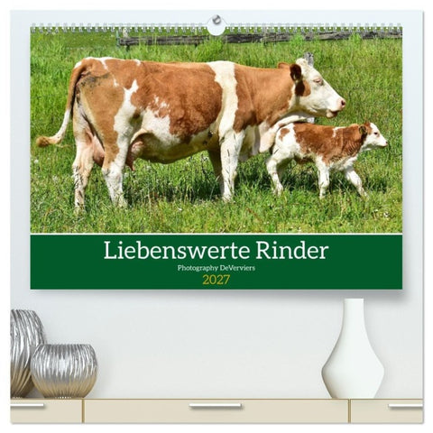 Liebenswerte Rinder (hochwertiger Premium Wandkalender 2027 DIN A2 quer), Kunstdruck in Hochglanz