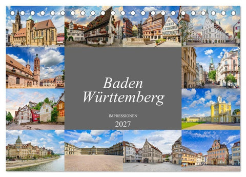 Baden-Württemberg Stadtansichten (Tischkalender 2027 DIN A5 quer), CALVENDO Monatskalender
