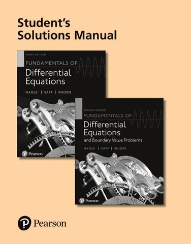 Student Solutions Manual for Fundamentals of Differential Equations and Fundamentals of Differential Equations and Boundary Value Problems