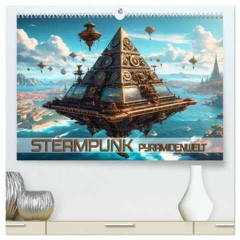 Steampunk Pyramidenwelt (hochwertiger Premium Wandkalender 2026 DIN A2 quer), Kunstdruck in Hochglanz