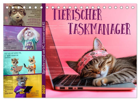 Tierischer Taskmanager (Tischkalender 2027 DIN A5 quer), CALVENDO Monatskalender