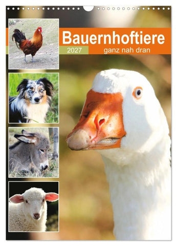 Bauernhoftiere, ganz nah dran (Wandkalender 2027 DIN A3 hoch), CALVENDO Monatskalender