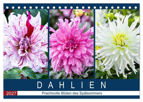 Dahlien - Prachtvolle Blüten des Spätsommers (Tischkalender 2027 DIN A5 quer), CALVENDO Monatskalender