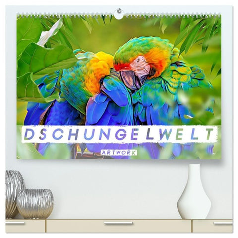 Dschungelwelt - Artwork (hochwertiger Premium Wandkalender 2027 DIN A2 quer), Kunstdruck in Hochglanz