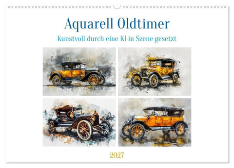 Aquarell Oldtimer (Wandkalender 2027 DIN A2 quer), CALVENDO Monatskalender