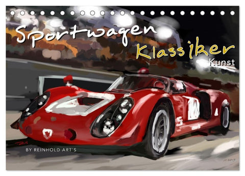 Sportwagen Klassiker Kunst (Tischkalender 2027 DIN A5 quer), CALVENDO Monatskalender