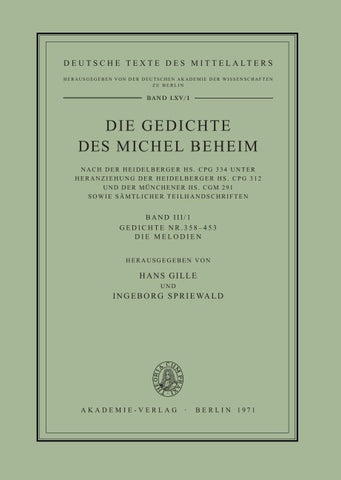 Gedichte Nr. 358–453. Die Melodien