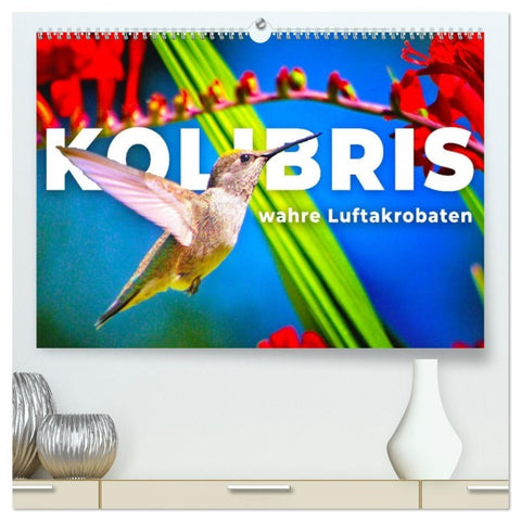 Kolibris - wahre Luftakrobaten (hochwertiger Premium Wandkalender 2026 DIN A2 quer), Kunstdruck in Hochglanz
