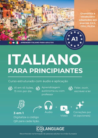 Aprender italiano A1 para principiantes. Curso estruturado com áudio e aplicação