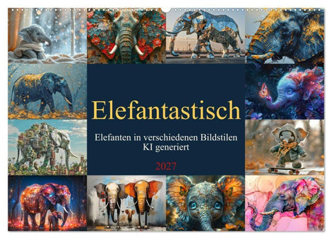 Elefantastisch (Wandkalender 2027 DIN A2 quer), CALVENDO Monatskalender