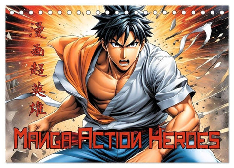 Manga Action Heroes (Tischkalender 2026 DIN A5 quer), CALVENDO Monatskalender
