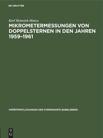 Mikrometermessungen von Doppelsternen in den Jahren 1959–1961
