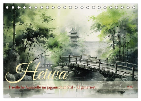 Heiwa - Friedliche Aquarelle im japanischen Stil (Tischkalender 2027 DIN A5 quer), CALVENDO Monatskalender