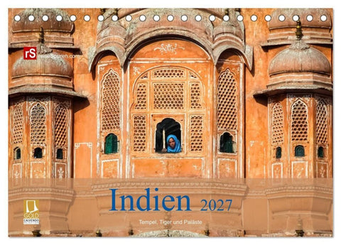 Indien 2027 Tempel, Tiger und Paläste (Tischkalender 2027 DIN A5 quer), CALVENDO Monatskalender