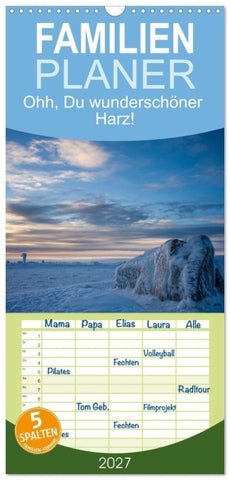 Familienplaner 2027 - Ohh, Du wunderschöner Harz! mit 5 Spalten (Wandkalender, 21 x 45 cm) CALVENDO