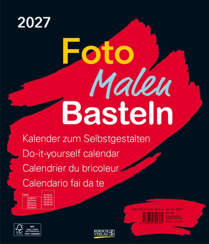 Foto-Malen-Basteln Bastelkalender schwarz groß 2027