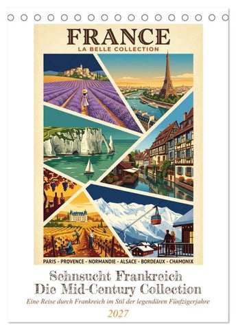 Sehnsucht Frankreich - Die Mid-Century Collection (Tischkalender 2027 DIN A5 hoch), CALVENDO Monatskalender
