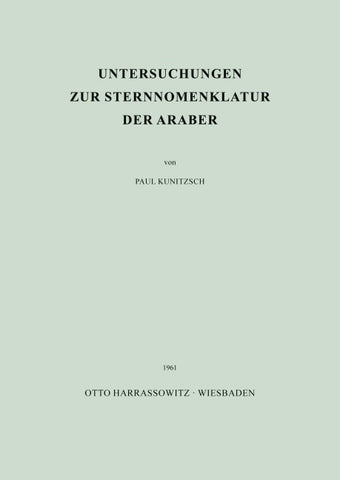 Untersuchungen zur Sternnomenklatur der Araber