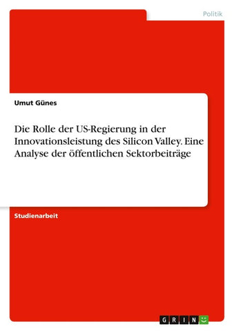 Die Rolle der US-Regierung in der Innovationsleistung des Silicon Valley. Eine Analyse der öffentlichen Sektorbeiträge
