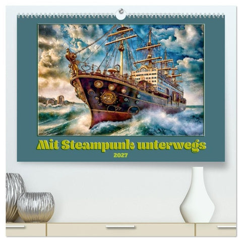 Mit Steampunk unterwegs (hochwertiger Premium Wandkalender 2027 DIN A2 quer), Kunstdruck in Hochglanz