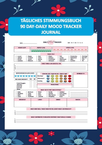 TÄGLICHES STIMMUNGSBUCH:90 DAY-DAILY MOOD TRACKER JOURNAL