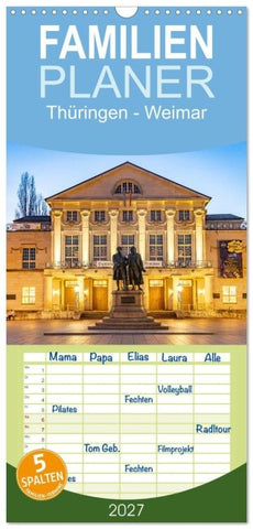 Familienplaner 2027 - Thüringen - Weimar mit 5 Spalten (Wandkalender, 21 x 45 cm) CALVENDO