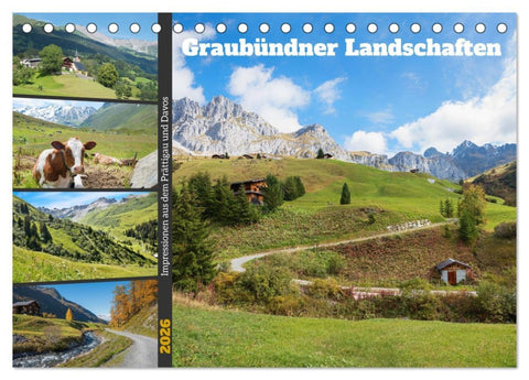 Graubündner Landschaften (Tischkalender 2026 DIN A5 quer), CALVENDO Monatskalender