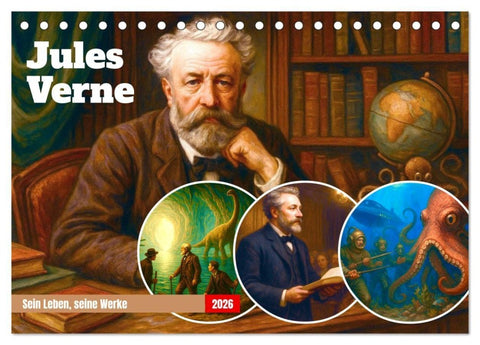 Jules Verne. Sein Leben, seine Werke (Tischkalender 2026 DIN A5 quer), CALVENDO Monatskalender