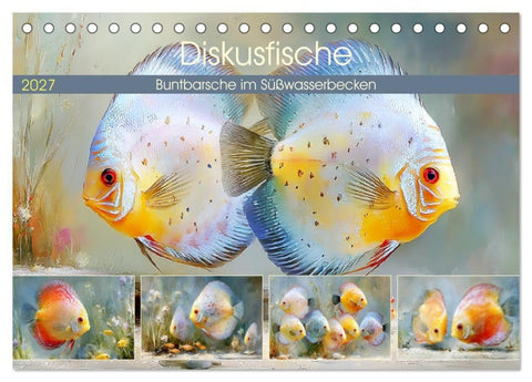 Diskusfische. Buntbarsche im Süßwasserbecken (Tischkalender 2027 DIN A5 quer), CALVENDO Monatskalender