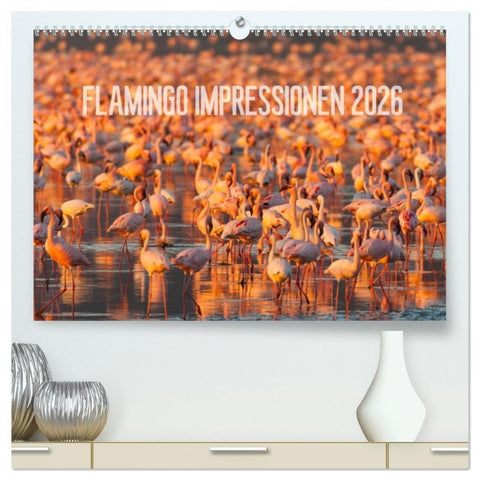 Flamingo Impressionen 2026 (hochwertiger Premium Wandkalender 2026 DIN A2 quer), Kunstdruck in Hochglanz