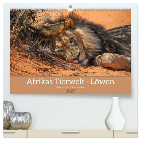 Afrikas Tierwelt - Löwen (hochwertiger Premium Wandkalender 2027 DIN A2 quer), Kunstdruck in Hochglanz