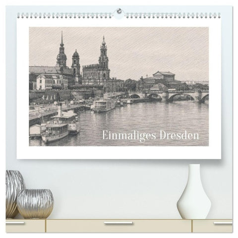 Einmaliges Dresden (hochwertiger Premium Wandkalender 2027 DIN A2 quer), Kunstdruck in Hochglanz