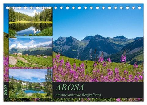 Arosa - Atemberaubende Bergkulissen (Tischkalender 2027 DIN A5 quer), CALVENDO Monatskalender