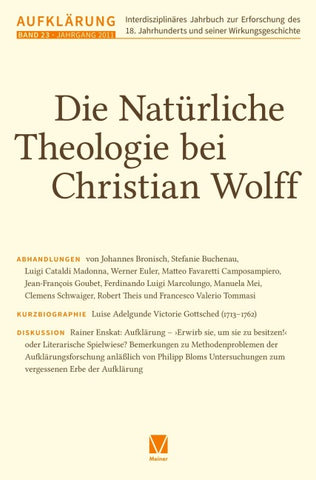 Aufklärung, Band 23: Die natürliche Theologie bei Christian Wolff