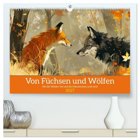 Von Füchsen und Wölfen (hochwertiger Premium Wandkalender 2027 DIN A2 quer), Kunstdruck in Hochglanz