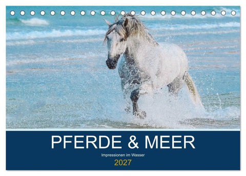 PFERDE & MEER (Tischkalender 2027 DIN A5 quer), CALVENDO Monatskalender