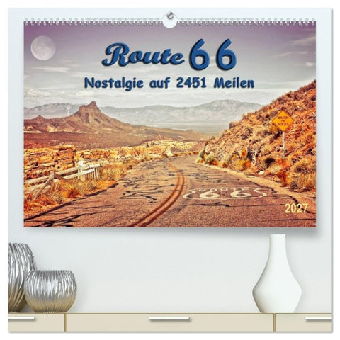 Nostalgie auf 2451 Meilen - Route 66 (hochwertiger Premium Wandkalender 2027 DIN A2 quer), Kunstdruck in Hochglanz