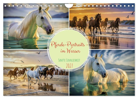 Pferde-Portraits - im Wasser (Wandkalender 2027 DIN A4 quer), CALVENDO Monatskalender