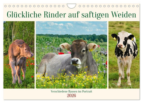Glückliche Rinder auf saftigen Weiden (Wandkalender 2026 DIN A4 quer), CALVENDO Monatskalender