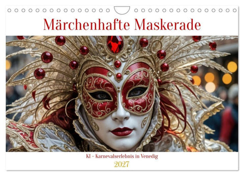 Märchenhafte Maskerade KI - Karnevalserlebnis in Venedig (Wandkalender 2027 DIN A4 quer), CALVENDO Monatskalender
