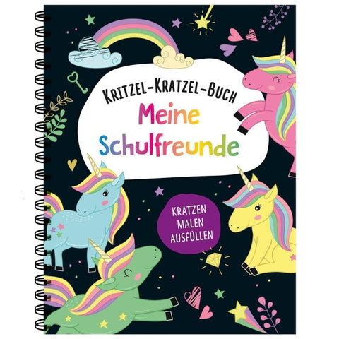 Kritzel-Kratzel-Buch Meine Schulfreunde (Einhörner)