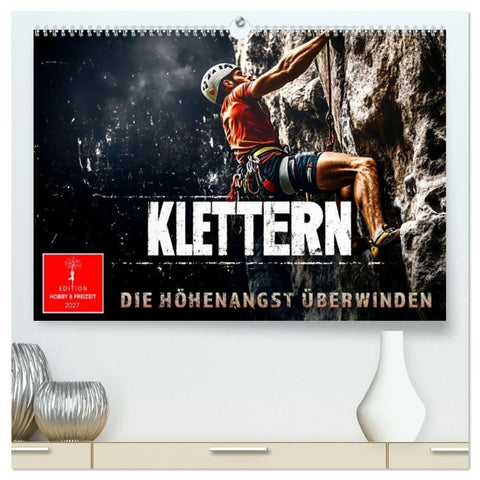 Klettern - die Höhenangst überwinden (hochwertiger Premium Wandkalender 2027 DIN A2 quer), Kunstdruck in Hochglanz