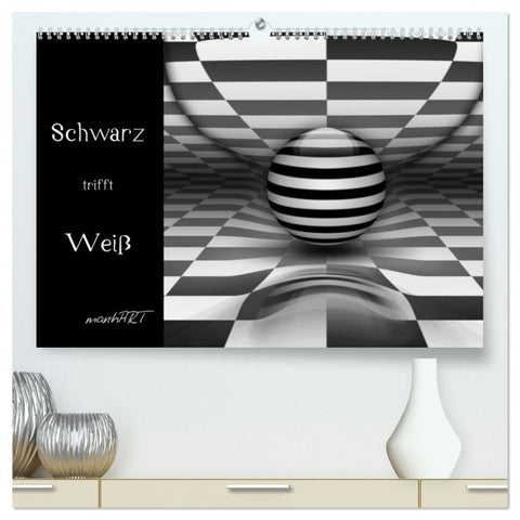 Schwarz trifft Weiß (hochwertiger Premium Wandkalender 2027 DIN A2 quer), Kunstdruck in Hochglanz