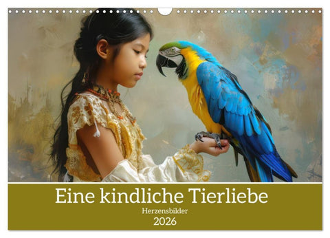 Eine kindliche Tierliebe - Herzensbilder (Wandkalender 2026 DIN A3 quer), CALVENDO Monatskalender