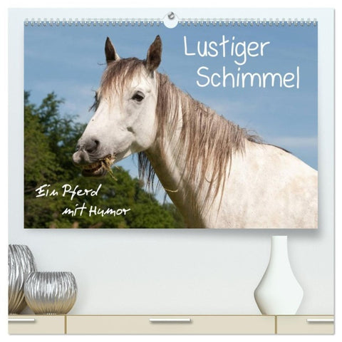 Lustiger Schimmel - ein Pferd mit Humor (hochwertiger Premium Wandkalender 2027 DIN A2 quer), Kunstdruck in Hochglanz