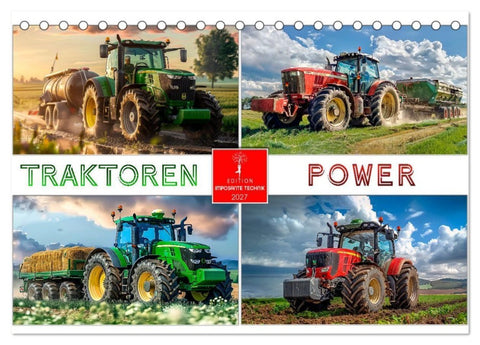 Traktoren Power (Tischkalender 2027 DIN A5 quer), CALVENDO Monatskalender